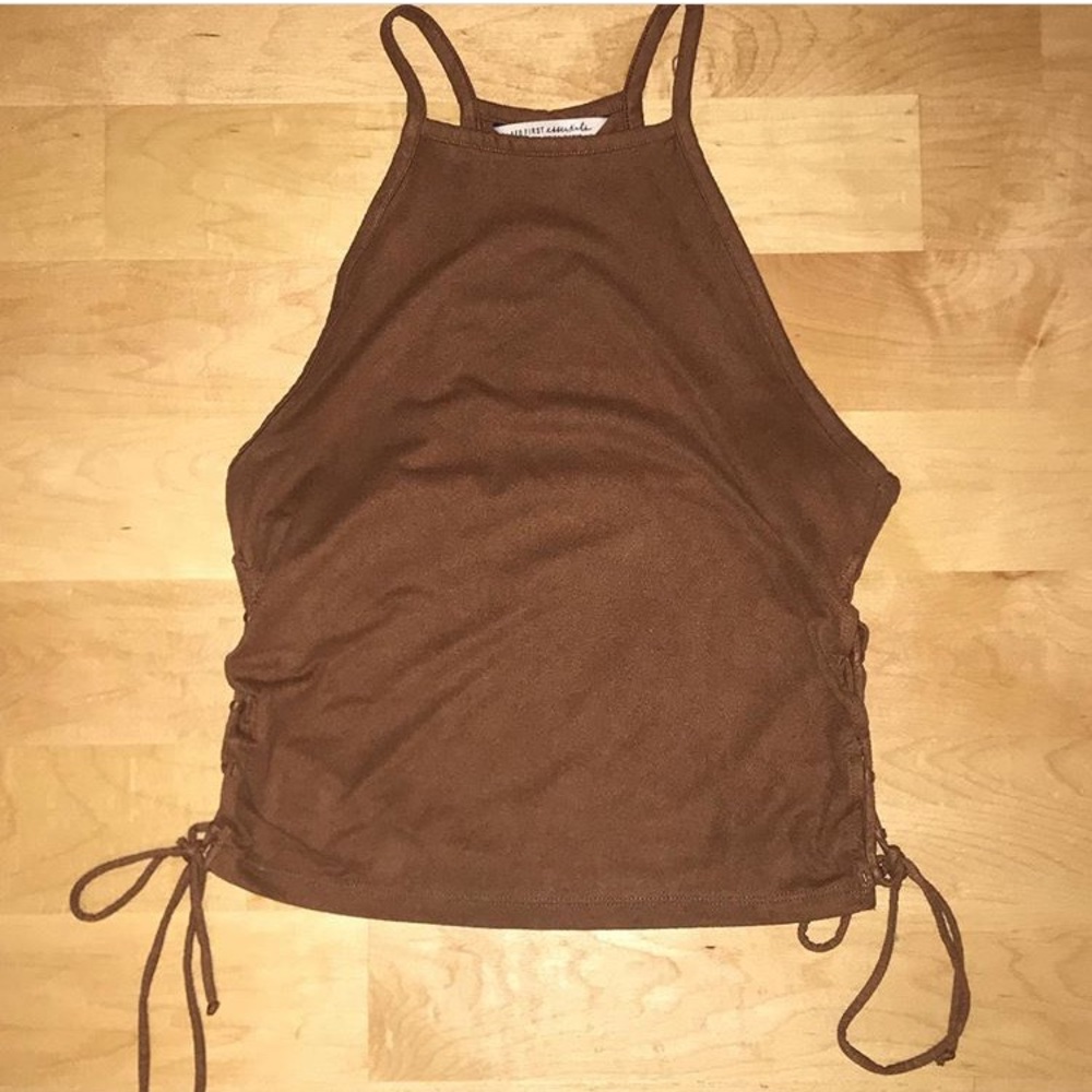 Brown suede cropper tank!